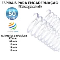 ESPIRAL P/ ENCADERNAÇÃO PCT C/50 UNDS - TRANSPARENTE