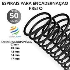 ESPIRAL P/ ENCADERNAÇÃO PCT C/50 UNDS PRETO