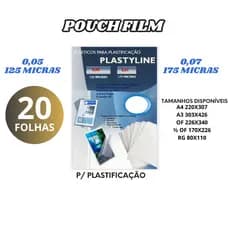 Plásticos p/Plastificação Pouch Film, Plastyline, C/20 FLS