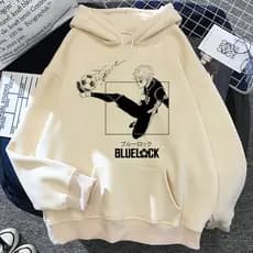 Blusa Moletom Canguru Com Capuz Blue Lock Mangá Japones Kawaii Casaco Unissex