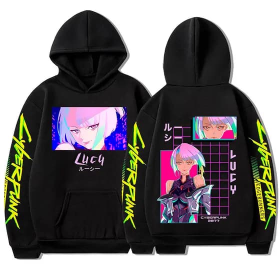 Moletom Canguru com Capuz Unissex Lucy Cyberpunk Edgerunners Anime Game