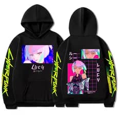Moletom Canguru com Capuz Unissex Lucy Cyberpunk Edgerunners Anime Game