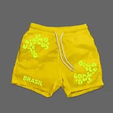 Shorts Tactel com Bolso e Cordão Brasil País Copa do Mundo 2026 Seleção Hexa Unissex
