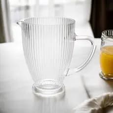 Jarra De Vidro Canelada 1 litro Elegante Ideal Para Bebidas Frias Com Design Resistente
