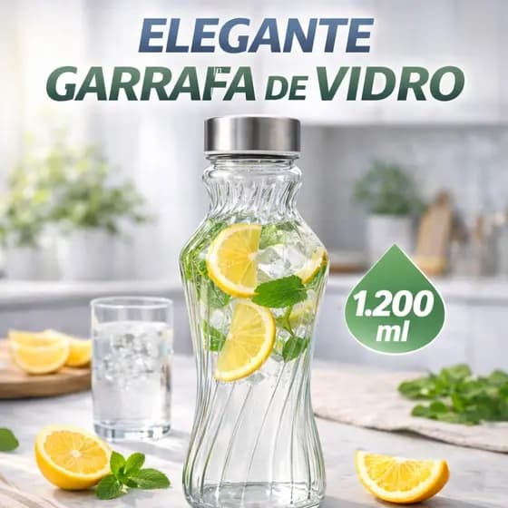 Garrafa de Vidro 1200ml com Tampa Vedada Garrafa para Água Suco Chá Vidro Transparente