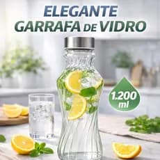 Garrafa de Vidro 1200ml com Tampa Vedada Garrafa para Água Suco Chá Vidro Transparente