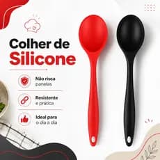 Colher de Silicone Grande 27cm Para Servir Arroz Feijão Purê Utensílio de Cozinha