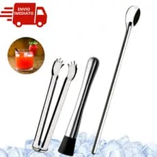 Utensílios Para Bebidas Colher Suco Bailarina Socador Macerador Drink Pegador de Gelo Bar Bartender
