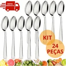 Kit 24 Colheres de Mesa Inox Para Refeições Sopas Caldos Buffet