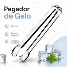 Pegador de Gelo Inox 18,5cm Para Bar Drink Carne Biscoitos
