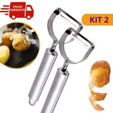 Kit 2 Descascador De Legumes Batata Manual De Aço Inox Para Cozinha