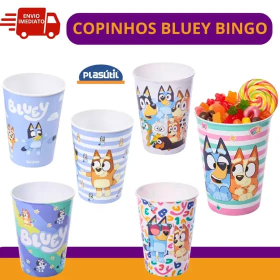 Copinhos Bluey Diversas Estampas 320cm Para Lembrancinhas de Festa Plasútil Infantil Kit