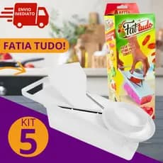 Kit 5 Fatiadores Fatia Tudo 2 Espessuras c/ Suporte Tomate Cebola Verduras Cortador Legumes Keita