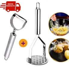 Kit Amassador de Batata + Descascador de Legumes Inox Para Purê
