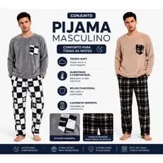 Pijama Masculino Xadrez  Inverno Confortável fleece quentinho