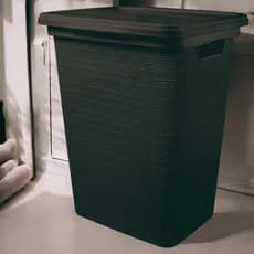 Cesto Organizador de Roupa Suja Com Tampa em Plástico Juta 45 Litros Multiuso