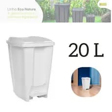 Cesto De Lixo Lixeira 20 Litros Com Pedal Eco Nature Jaguar Branco ou Preto