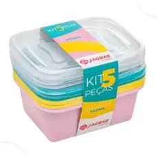 Kit 5 Potes Plástico Tampa Organiza Alimentos 750ml Jaguar