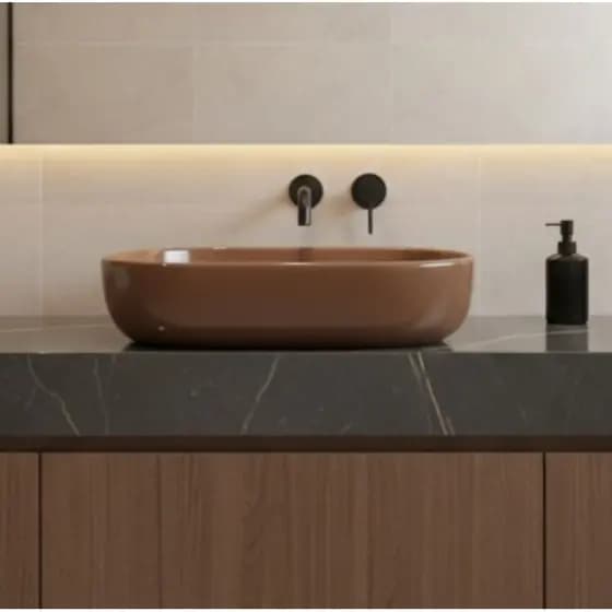 CUBA MARROM PARA LAVABO DE BANHEIRO - CIMENTO REZINADO