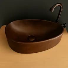 cuba de cimento para banheiro lavabo marrom formato gota