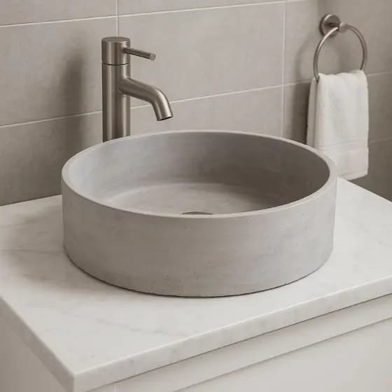 CUBA LAVABO SOBREPOR REDONDA DE CIMENTO - ENVIO IMEDIATO