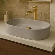 Cuba lavabo para banheiro sobrepor de concreto cimento queimado - envio imediato