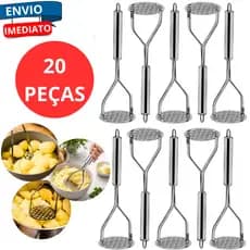 Kit 20 Amassadores De Batata Manual Espremedor Purê Aco Inox Resistente Espremer Cozido Restaurante