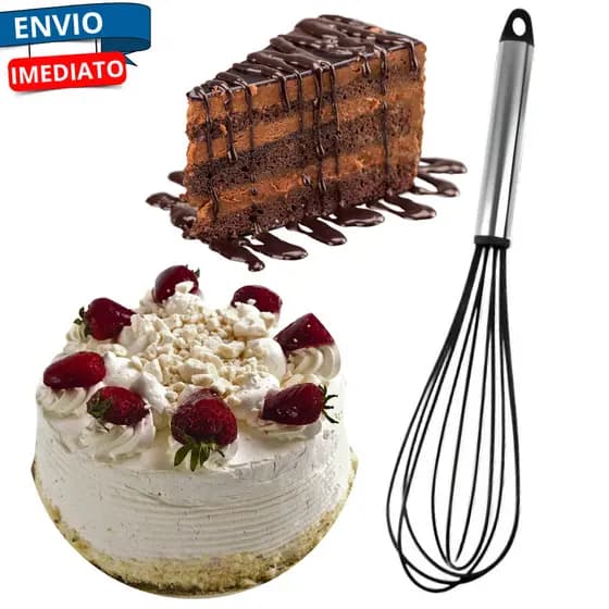 Fuê Fouet Batedor De Clara Ovos Silicone Manual Cabo Inox Alta Temperatura Quente Confeiteiro Bolo