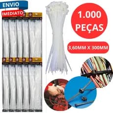 Kit 1.000 Enforca Gato Abraçadeiras Nylon 300mm X 3,6mm Fiação Trava Automatica Organizador Fio Fios