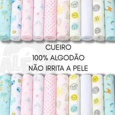 Kit 3 Cueiros Flanela Estampado 100% Algodão menino menina Papi Baby 80x50cm