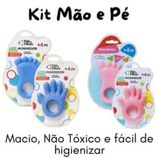 Kit Mordedor Bebê Pais & Filhos +4m Pezinho e Mãozinha Atóxico Cheirinho (2 unid)