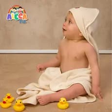 Kit Toalha Algodão de Banho Bebê com Capuz + Babador de Algodão Menino ou Menina