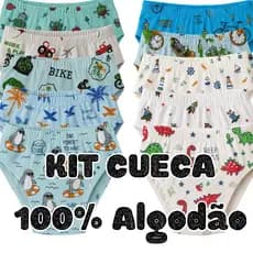 Kit Cuecas Infantis 100% Algodão Menino Infantil – 5 ou 10 Unidades Sortidas