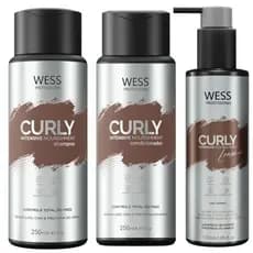 Wess Kit Curly Shampoo, Condicionador e Leave-in Ativador de Cachos