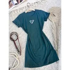 Vestido de algodão feminino   Vestidos Estilo Coração Camiseta Feminina Casual Básico Cores