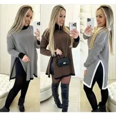 Poncho de Tricô Mousse Com Estampa Xadrez e Gola Alta Feminino