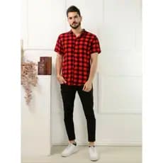 Camisa Homem Xadrez Manga Curta Slim Estilo Verão Casual Respirável Preço Baixo