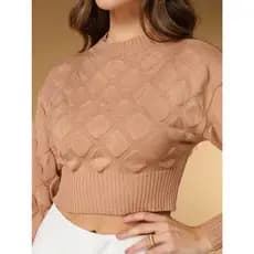 Blusa Suéter modal Feminino Cropped de Tricô – Elegância e Conforto para o Inverno