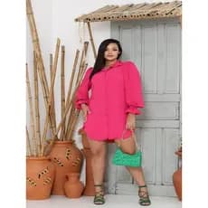 Vestido chamise com punho chemise