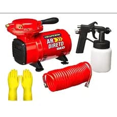 Compressor Ar Direto Red Bivolt + Kit De Pintura Chiaperini Vermelho 127/220v 110/220v Monofásica