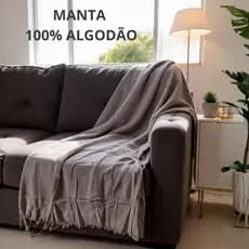 Manta Para Sofá E Cama 100% Algodão 210x120 Gigante Luxuosa Tipo Capa Protetora