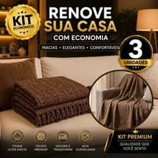 Kit 3 Mantas Para Sofá Luxuosa 100% Algodão 210x120 Tipo Capa Protetora Decorativa