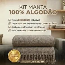 Kit 2 Mantas Para Sofá Luxo 100% Algodão Tipo Capa Protetora Decorativa