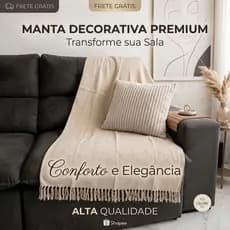 Manta Para Sofá Decorativa Premium 210x120 Tipo Capa Protetora 100% Algodão