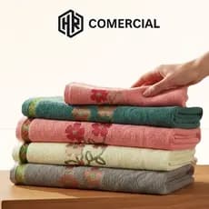 Kit 4 Toalha Banho Banhão Elegante Florata 100% Algodão 140x75cm Cores Sortidas