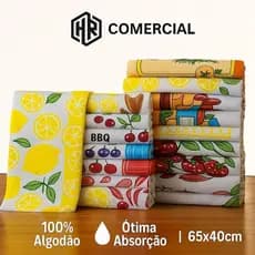 Kit 10 Panos de Copa Prato Atoalhado Grande Super Absorvente 65x40cm 100% Algodão