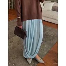 Sinta novo estilo saia longa Commuter saia elegante moda Drape elegante Chiffon saia 2026 Design