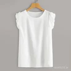Camisa feminina europeia americana com gola redonda, novo estilo, manga curta, férias, verão, estilo renda