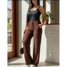 Calça Pantalona Com Bolso Feminina Lanzinha Inverno 2026