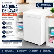 Capa Para Máquina de Lavar Forrada Impermeável Abertura Superior P - Branca